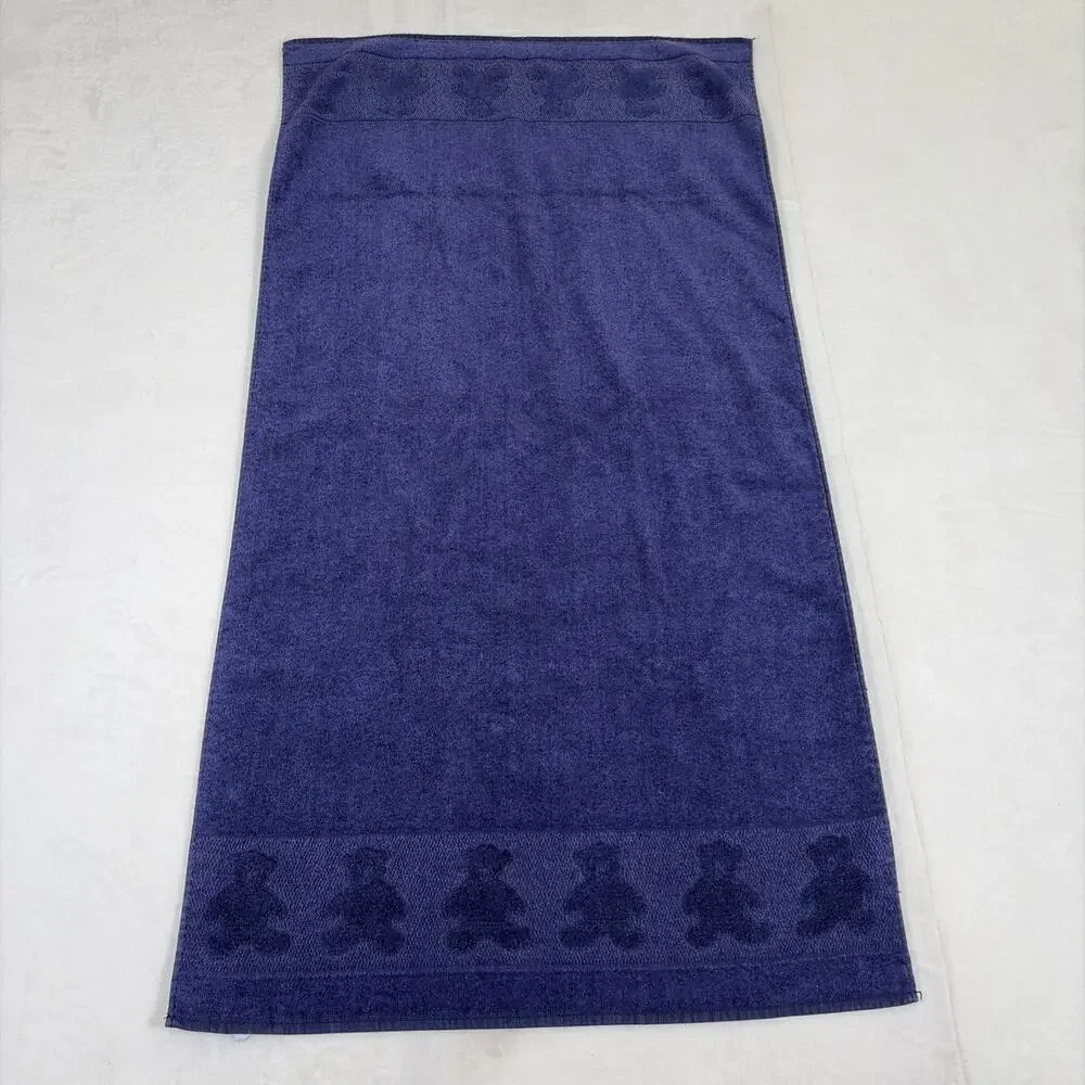 Vintage Cannon Royal Family Teddy Bear Bath Towel in Navy Blue, Very Clean Chrty